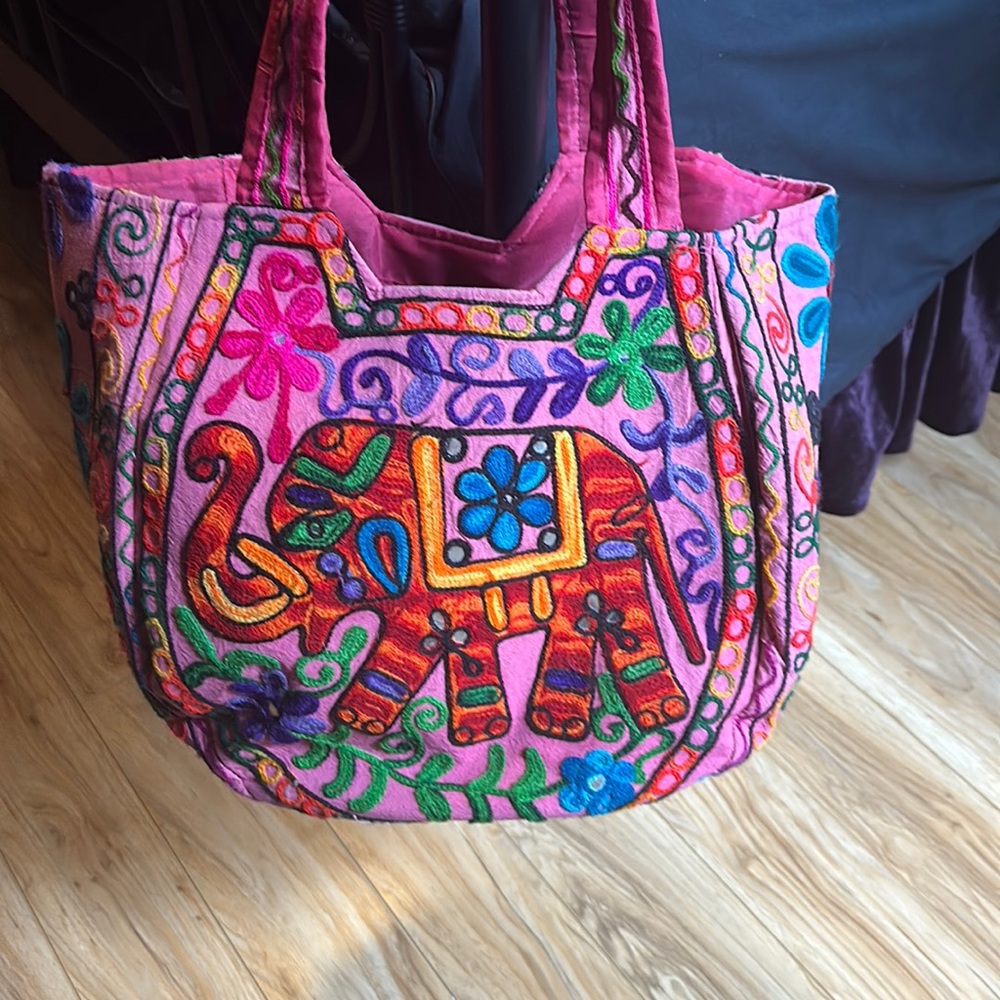 Indian embroidered tote bag with elephant 🐘 design